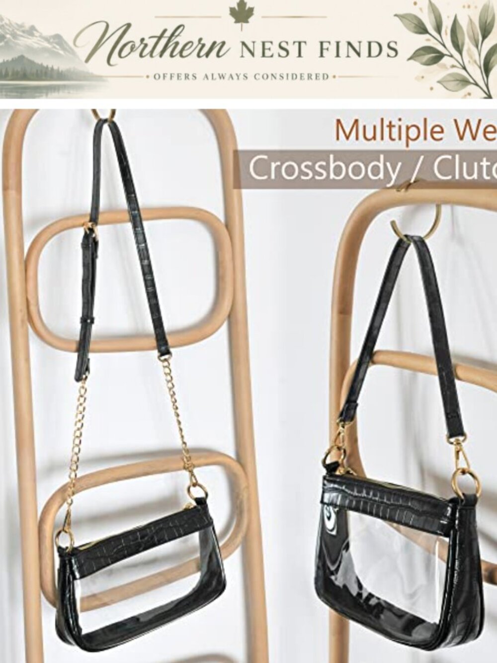Clear PVC Crocodile Crossbody Shoulder Bag 90s Vegan Leather Stadium Purse - Picture 4 of 6